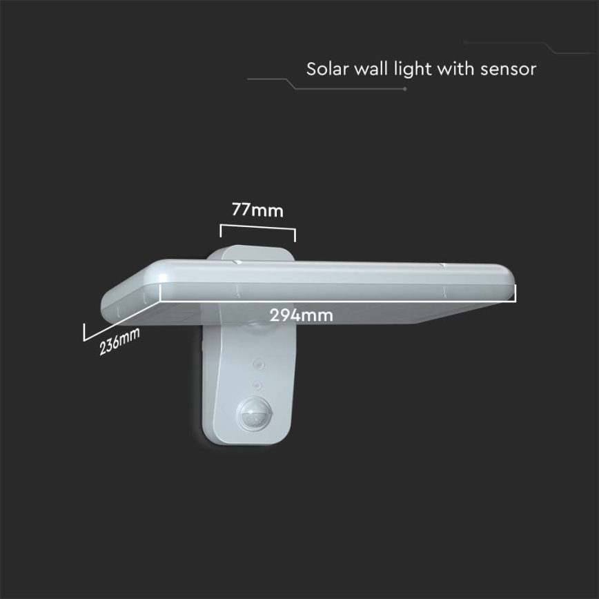 Aplique LED solar con sensor LED/15W/3,2V 4000K/6000K IP65 6000 mAh blanco