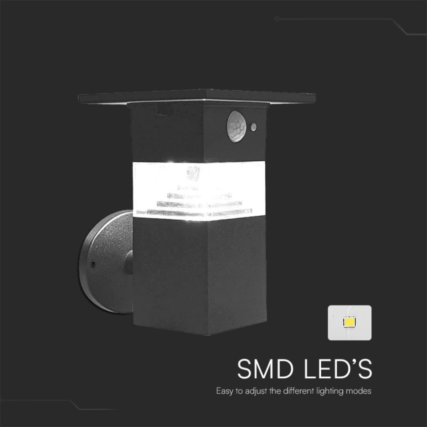 Aplique LED solar con sensor LED/2,5W/3,7V IP54 3000K 2200 mAh