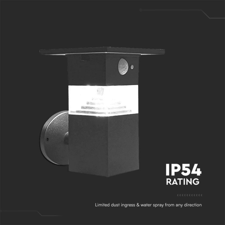 Aplique LED solar con sensor LED/2,5W/3,7V IP54 3000K 2200 mAh