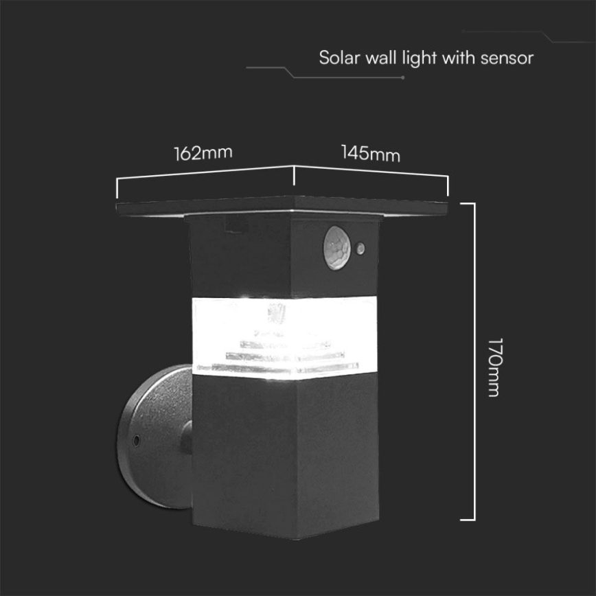 Aplique LED solar con sensor LED/2,5W/3,7V IP54 3000K 2200 mAh