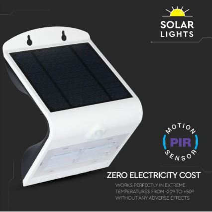 Aplique LED solar con sensor LED/3W/3,7V 3000/4000K IP65 2000 mAh blanco