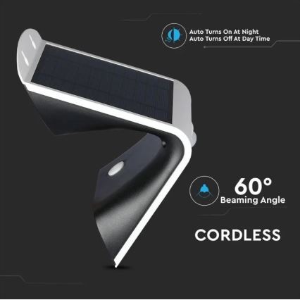 Aplique LED solar con sensor LED/3W/3,7V 3000/4000K IP65 2000 mAh blanco