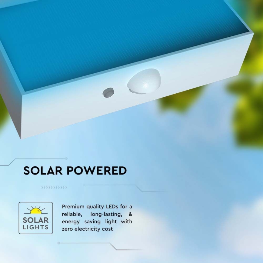 Aplique LED solar con sensor LED/3W/3,7V 3000K/4000K IP65 blanco