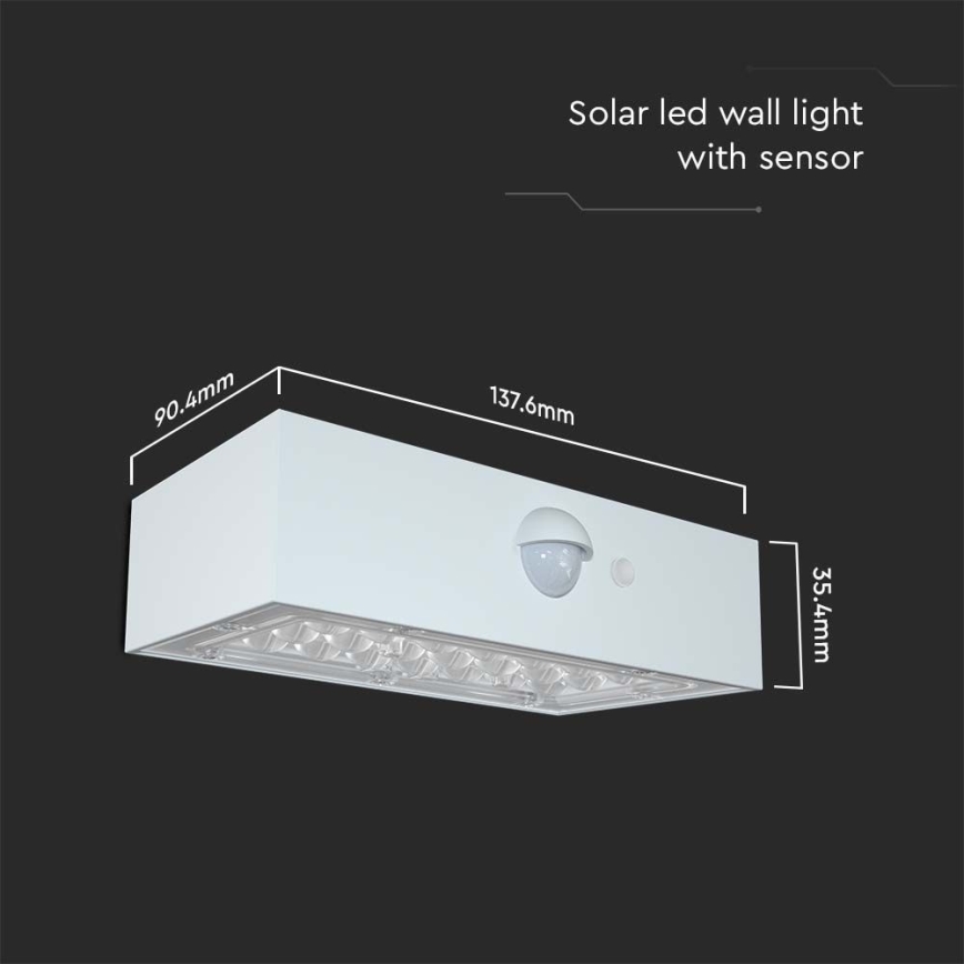 Aplique LED solar con sensor LED/3W/3,7V 3000K/4000K IP65 blanco