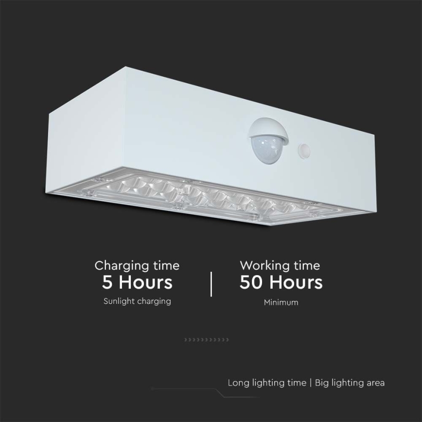Aplique LED solar con sensor LED/3W/3,7V 3000K/4000K IP65 blanco