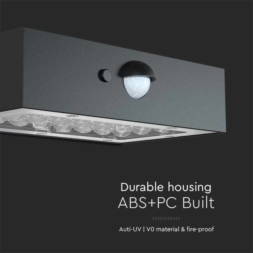 Aplique LED solar con sensor LED/3W/3,7V 3000K/4000K IP65 1200 mAh negro