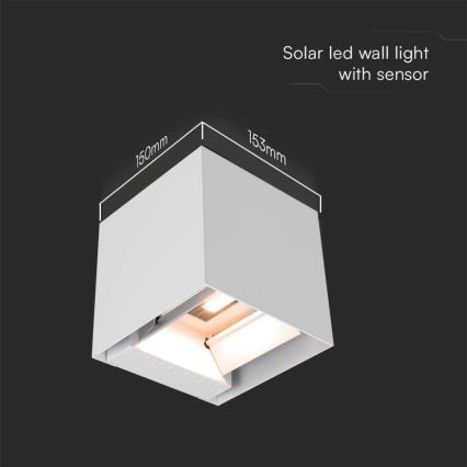 Aplique LED solar con sensor LED/3W/3,7V IP65 4000K 2600 mAh blanco