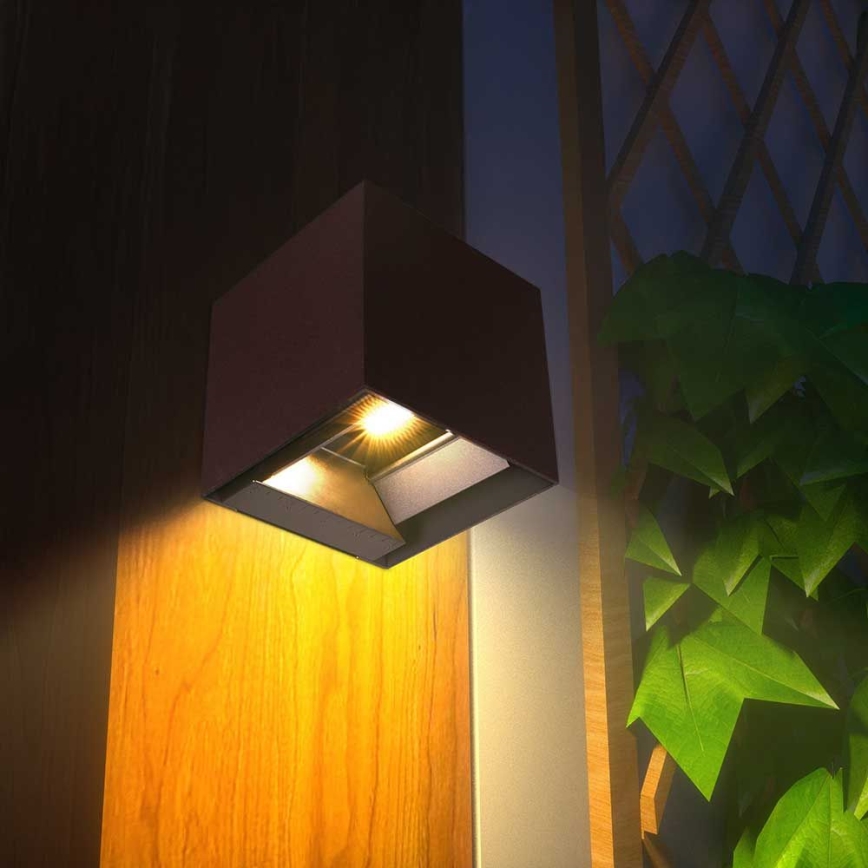 Aplique LED solar con sensor LED/9W/3,7V 3000/4000/5000K 2600 mAh IP65 marrón