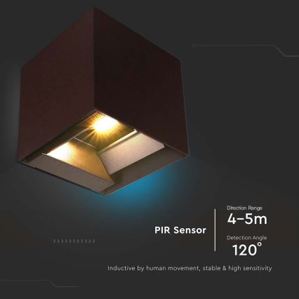 Aplique LED solar con sensor LED/9W/3,7V 3000/4000/5000K 2600 mAh IP65 marrón