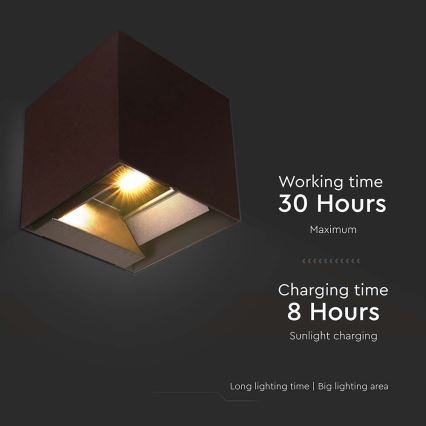 Aplique LED solar con sensor LED/9W/3,7V 3000/4000/5000K 2600 mAh IP65 marrón