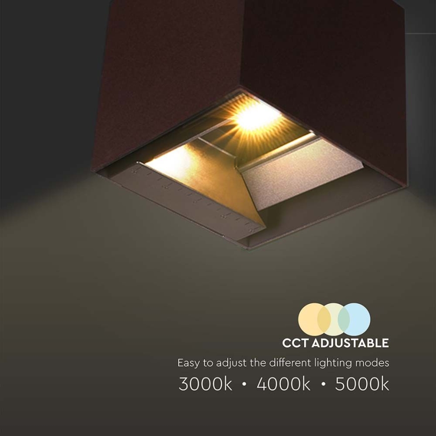 Aplique LED solar con sensor LED/9W/3,7V 3000/4000/5000K 2600 mAh IP65 marrón