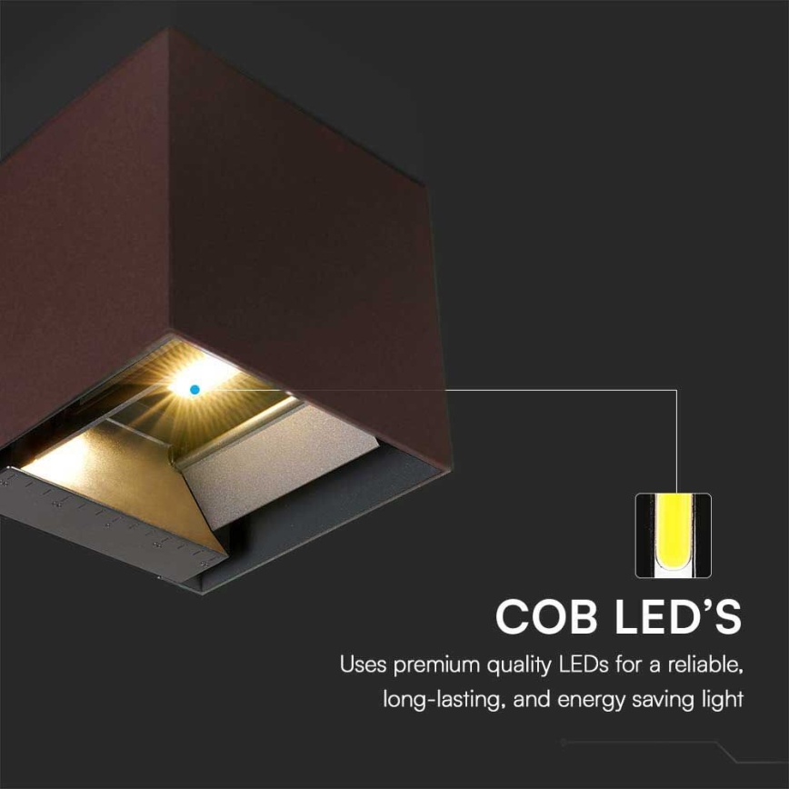 Aplique LED solar con sensor LED/9W/3,7V 3000/4000/5000K 2600 mAh IP65 marrón