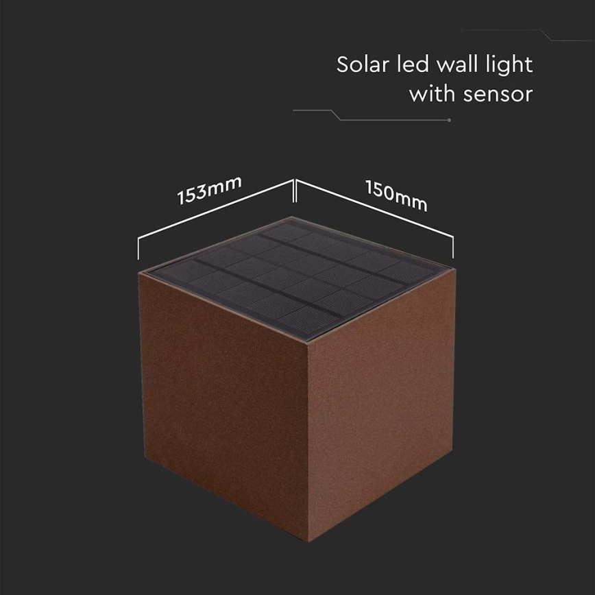 Aplique LED solar con sensor LED/9W/3,7V 3000/4000/5000K 2600 mAh IP65 marrón