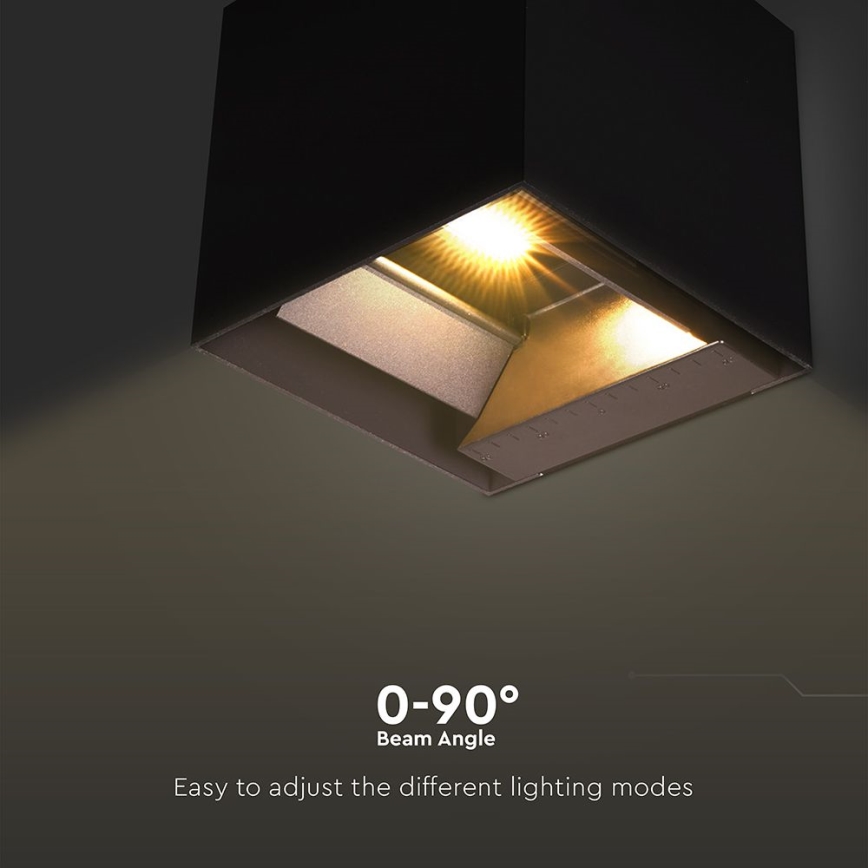 Aplique LED solar con sensor LED/9W/3,7V 3000/4000/5000K 2600 mAh IP65 negro