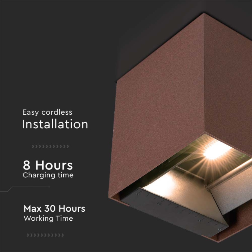 Aplique LED solar con sensor LED/9W/3,7V IP65 4000K marrón