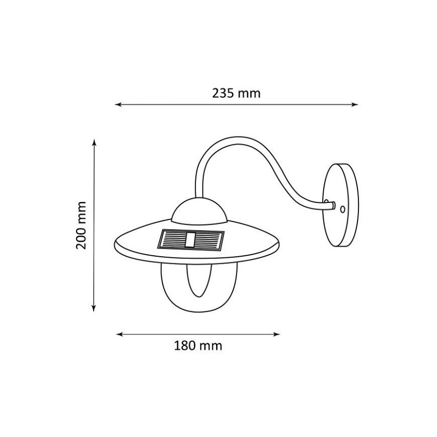 Aplique LED solar LED/0,5W/1,2V 600 mAh IP44 negro