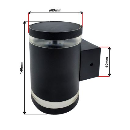 Aplique LED solar LED/5V IP44 negro