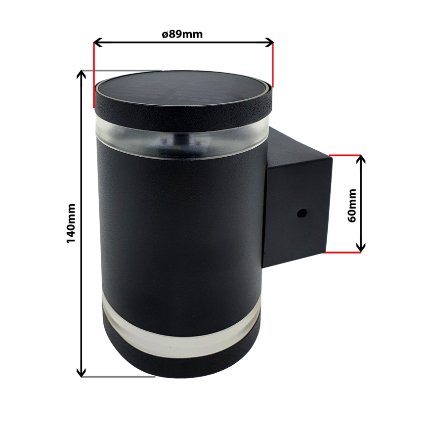 Aplique LED solar LED/5V IP44 negro