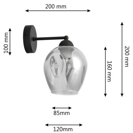Aplique LILI 1xE27/15W/230V negro/gris