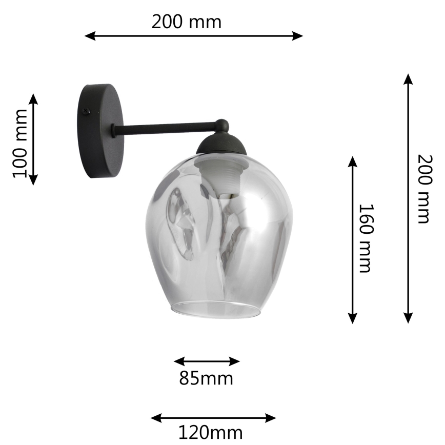 Aplique LILI 1xE27/15W/230V negro/gris