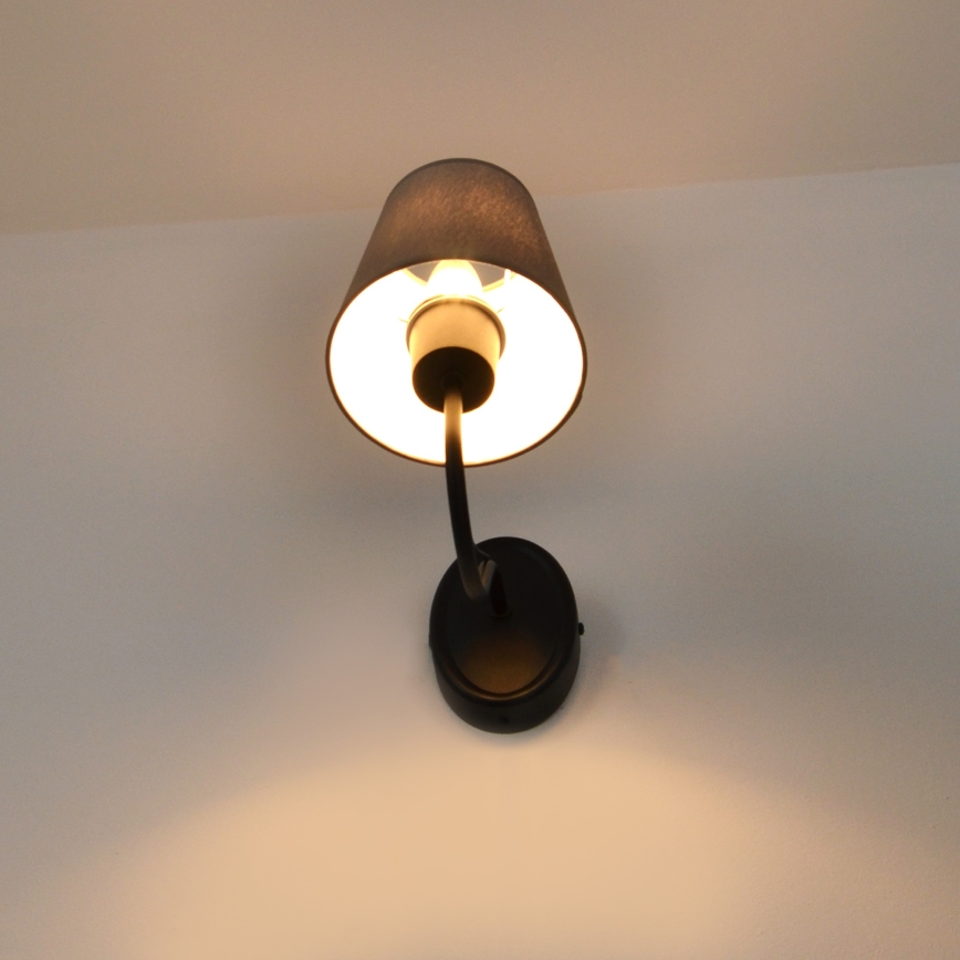 Aplique MALBO 1xE27/15W/230V gris/negro