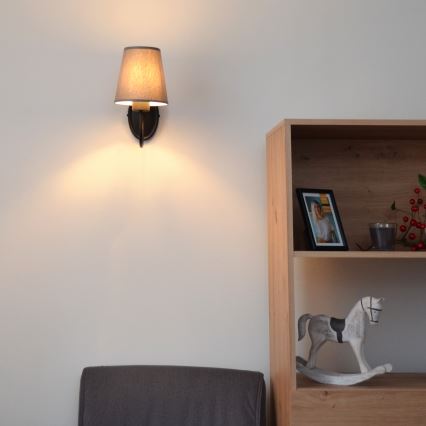 Aplique MALBO 1xE27/15W/230V gris/negro
