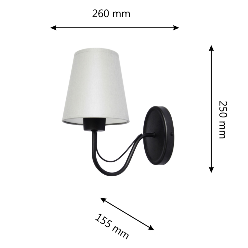 Aplique MALBO 1xE27/15W/230V gris/negro