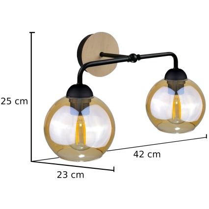 Aplique MELLE WOOD 2xE27/60W/230V