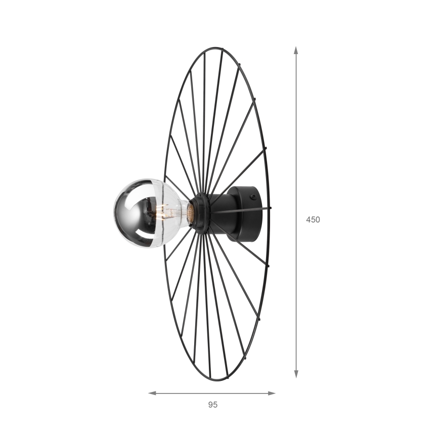 Aplique MONTANA 1xE27/15W/230V diá. 45 cm negro