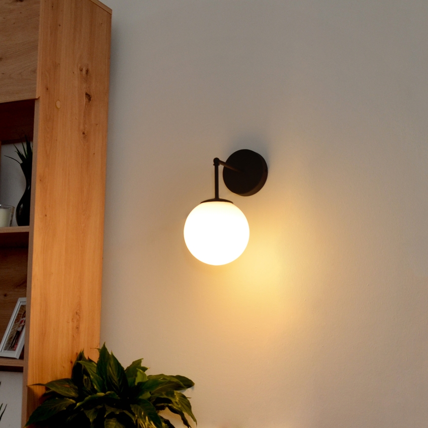 Aplique MOON 1xE27/15W/230V negro