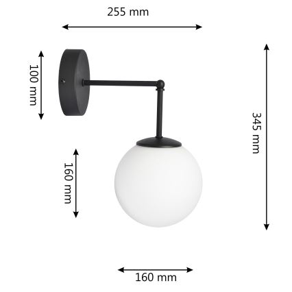 Aplique MOON 1xE27/15W/230V negro