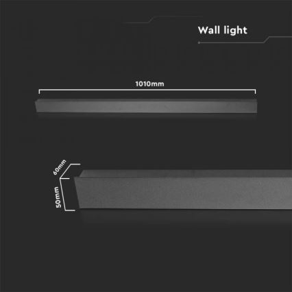 Aplique mural LED para exterior 16W/230V 3000K IP65 101 cm negro