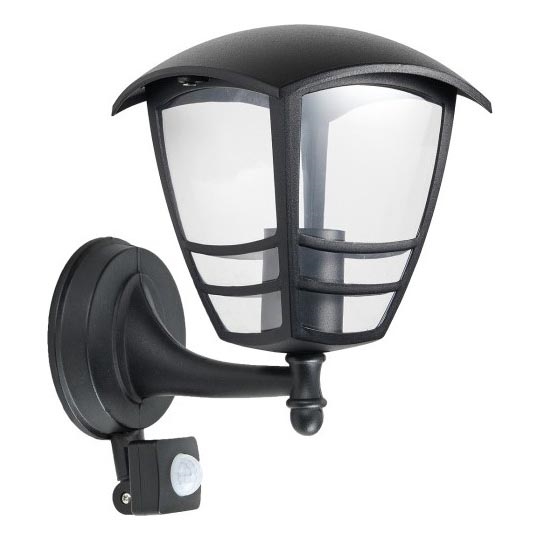 Aplique para exterior con sensor TEVIO 1xE27/60W/230V IP54 negro