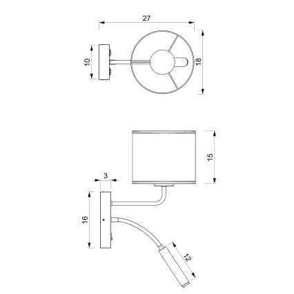Aplique RATTAN 1xE27/60W+1xG9/8W/230V ratán
