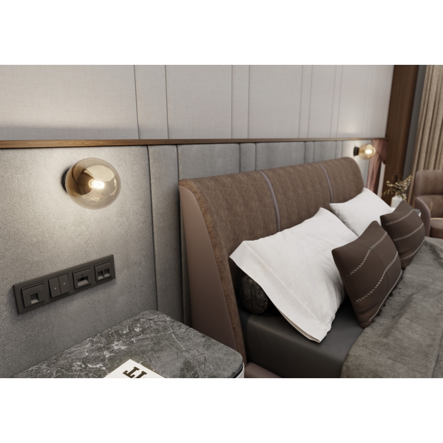 Aplique ROSSI 1xE14/10W/230V negro/beige