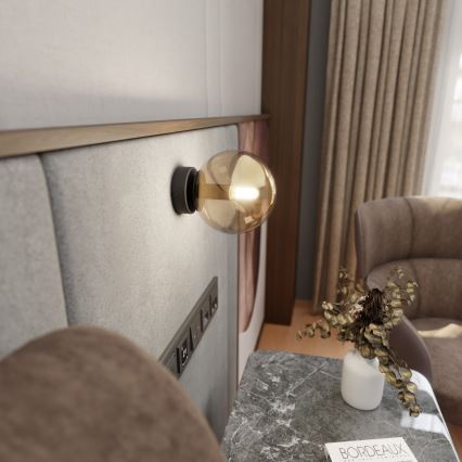 Aplique ROSSI 1xE14/10W/230V negro/beige