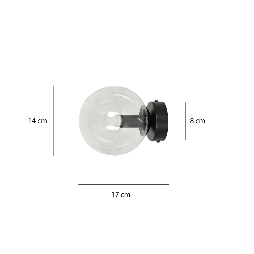Aplique ROSSI 1xE14/10W/230V negro/transparente