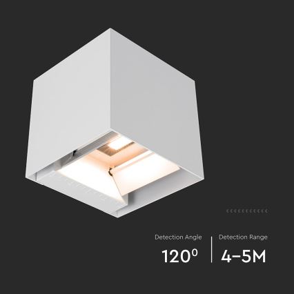 Aplique solar de pared LED con sensor, 9W/5V, 3000/4000/5000K, IP65, 2600 mAh, blanco