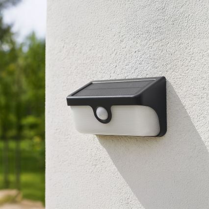 Aplique solar de pared con sensor LED LINK/5W/3,7V IP65, negro