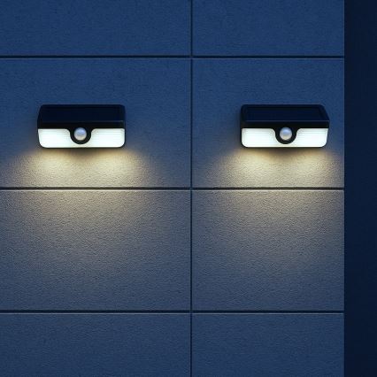 Aplique solar de pared con sensor LED LINK/5W/3,7V IP65, negro