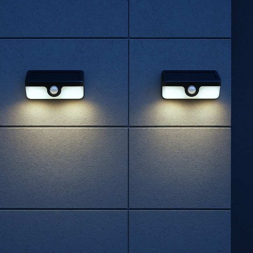 Aplique solar de pared con sensor LED LINK/5W/3,7V IP65, negro