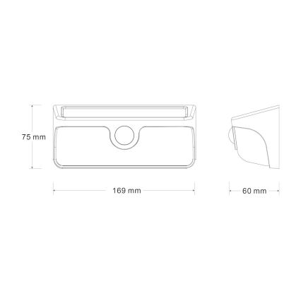 Aplique solar de pared con sensor LED LINK/5W/3,7V IP65, negro