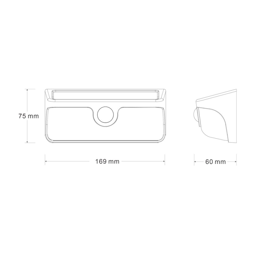 Aplique solar de pared con sensor LED LINK/5W/3,7V IP65, negro