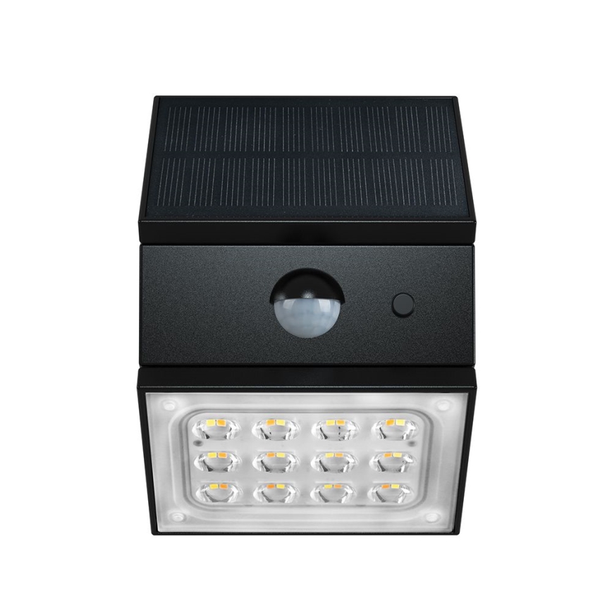 Aplique solar LED de pared con sensor LED/2,5W/3,7V 3000/4000/6000K IP65 1200 mAh negro