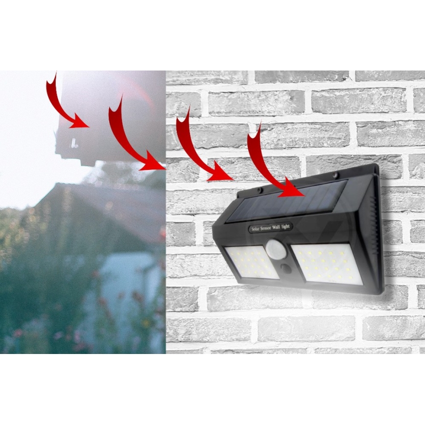 Aplique solar de pared LED con sensor LED/1,2W/3,7V 1200 mAh IP44
