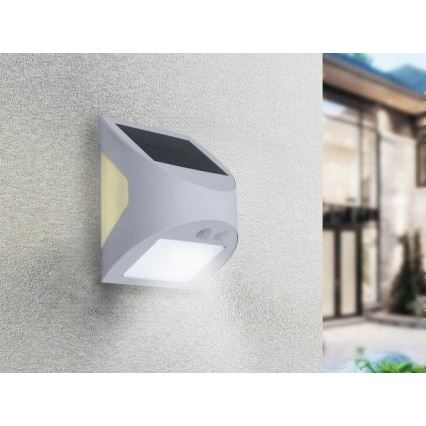 Aplique solar de pared con sensor LED/3W/3,7V 3000/4000K 1200 mAh IP54 blanco