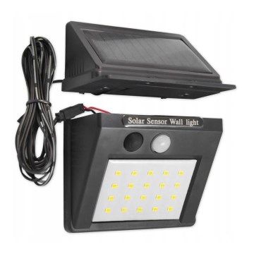 Aplique solar de pared LED con sensor y panel externo LED/0,55W/3,7V 1200 mAh IP44