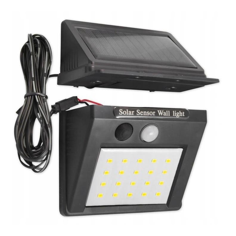 Aplique solar de pared LED con sensor y panel solar externo LED/0,55W/3,7V 1200 mAh IP65