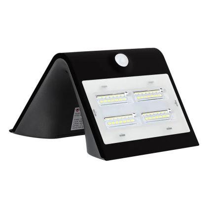 Aplique solar LED con sensor LED/3W/3,7V 3000/4000K IP65 negro