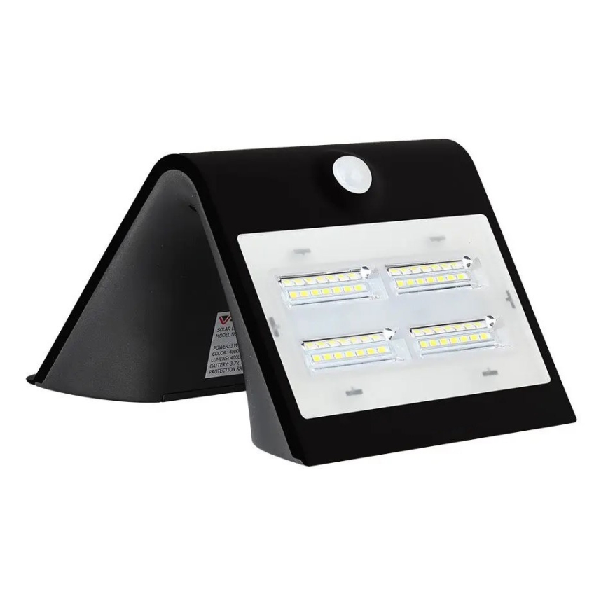 Aplique solar LED con sensor LED/3W/3,7V 3000/4000K IP65 negro